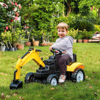 KIDS RIDE ON EXCAVATOR TOY, PEDAL TRACTOR RIDE ON TOYS, LARGER SIZE PRETEND PLAY RIDE ON EXCAVATOR FOR KIDS &amp; TODDLE