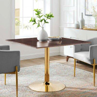 Modway Verne 35" Square Dining Table In Gold Natural