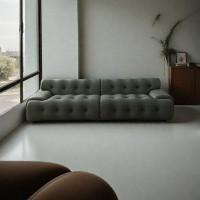 HOUZE 86.60" ArmyGreen Knitted Fabric Modular Sofa cushion Loveseat