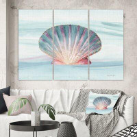 Made in Canada - East Urban Home 'Ocean Shell on Blue' Painting Multi-Piece Image on Wrapped Canvas