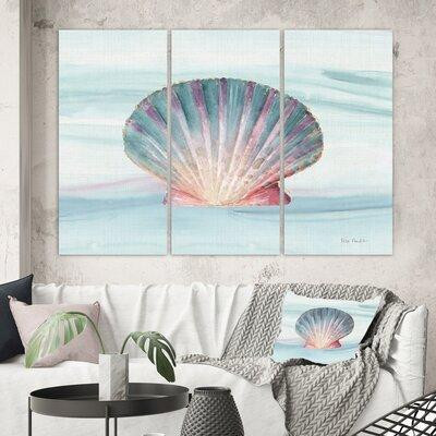 Made in Canada - East Urban Home 'Ocean Shell on Blue' Painting Multi-Piece Image on Wrapped Canvas in Painting & Paint Supplies
