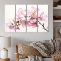 Design Art Apple Blossom Watercolor Elegance - Apple Blossom Wall Decor - 4 Panels
