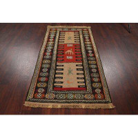 Rugsource One-of-a-Kind Hand-Knotted New Age Kilim Brown/Red 3'4" x 5'11" Wool Area Rug