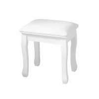 wendeway Solid Wood Square Stool - White