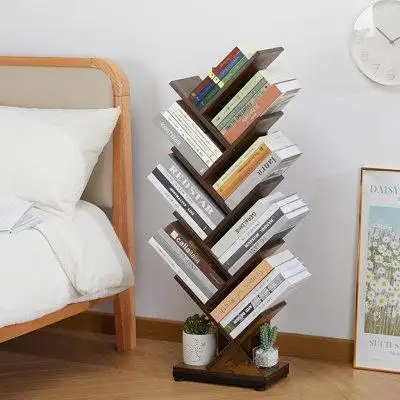 Latitude Run® 8-Shelf Tree Bookshelf,Brown