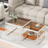 Ebern Designs Modern Nested Coffee Table Set With High-Low Combination Design