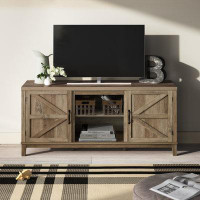 Laurel Foundry Modern Farmhouse Jamilee TV Stand for TVs up to 65", Wood Entertainment Centre with Barn Doors