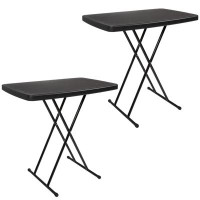 Everyday Home Folding Table Set - Set Of 2 Lightweight Portable Tables - Small Plastic Desk For Camping, Playing Cards,