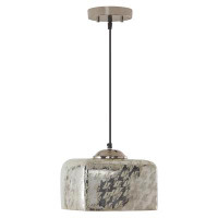 Mercer41 10" W Nayla Glam Nickel And Silver Square Shade Pendant Light - Mercer41
