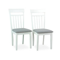 Gracie Oaks Dining Kitchen Set of 2 Side Warm Chairs w/Padded Seat Classic Solid Wood