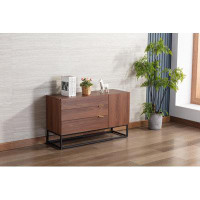Millwood Pines Walnut Brown Wood TV Stand Console Table
