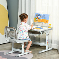 Children''s Study Table And Chair Set 27.6" x 19.7" x 41.3" Grey