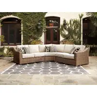 Red Barrel Studio Zanyra 106" Wide Wicker Curved Patio Sectional with Cushions
