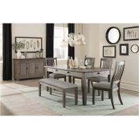 Saflon Lenka Grey Fabric Upholstered Seat Rectangular Dining Room Set