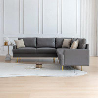Mercer41 L-Shaped Corner Sectional Technical Leather Sofa With Pillows