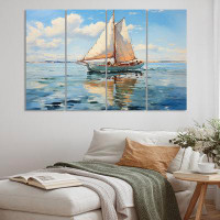 Design Art Boat Whispering Breezes I - Transportation Wall Art Living Room - 4 Panels