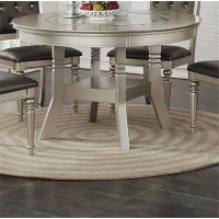 Rosdorf Park Round Dining Table,Rubber wood Frame Center Glass Top Dinette Table