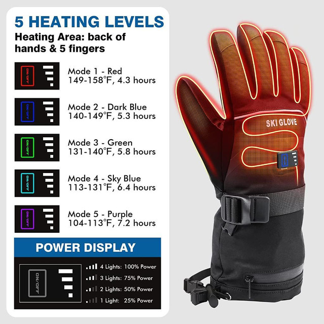 Heated Gloves for Men Women, ALL SIZES AVAILABLE  Electric Rechargeable, Waterproof Winter Gloves  FREE Delivery in Other - Image 2