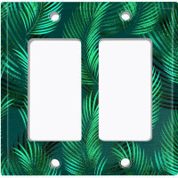 WorldAcc Metal Light Switch Plate Outlet Cover (Green Jungle Leaves Plant - Single Toggle)
