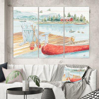 East Urban Home Lake House Canoes III - Wrapped Canvas Painting Print