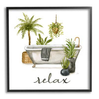Stupell Industries Relax Tub Plants Arrangement Giclee Art By Nan
