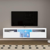 Hokku Designs Modern style TV stand with open storage compartment and two drop down drawers