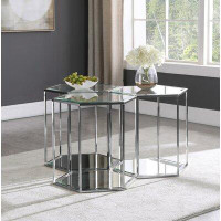 Everly Quinn Dickerson Glass Top Floor Shelf End Table Storage