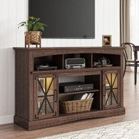 Laurel Foundry Modern Farmhouse Visconti 54.7'' W Media Console for TV up to 65" with LED and Glass Door