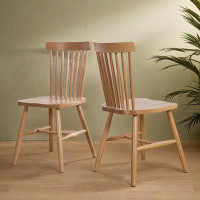 Gracie Oaks 34.25" Burlywood Windsor Solid Wood Side Chair(Set of 2)