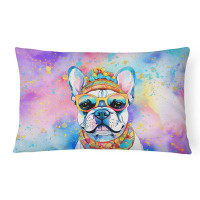 East Urban Home French Bulldog Hippie Dawg Fabric Decorative Pillow