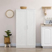 Latitude Run® 63" Kitchen Pantry Storage Cabinet, 14-Tier Freestanding Kitchen Cupboard With 2 Doors, Adjustable Shelves