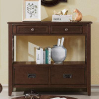 Farm on table Pine Wood Console Table Entry Sofa Table with 4 Drawers & 1 Storage Shelf FA24XIN0325-W120290510