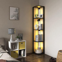 Ivy Bronx Corner Shelf With Light Stand Floor Lamps Modern Home Decor, 5-Tier Display Cabinet Corner Bookshelf Sturdy St