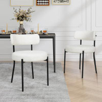 Ebern Designs Rhudriah Polypropylene / Olefin Metal Upholstered Back Side Chair Dining Chair