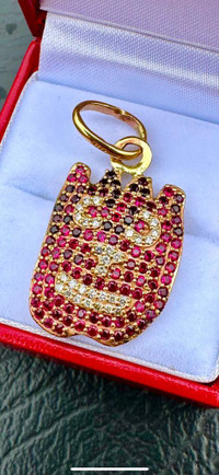 #326 - Custom 10k Yellow Gold, Ruby &amp; Diamond “Wilson” Pendant