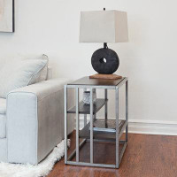 Ebern Designs Ebern Designs Delynn Metal Frame Wood Living Room Chairside Table With Shelf