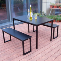 NEW MODERN KITCHEN TABLE & 2 BENCH SEATS CHAIRS DINING TABLE SD001