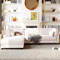 Builddecor 110" L Shape Modern White Sofa