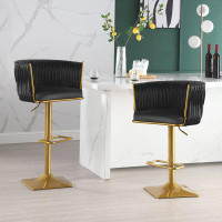 Everly Quinn Set of 2 Counter Height Bar Stools with Low Back