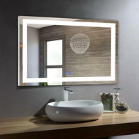 Framed Lit H=28 In (60, 40 & 36 In) LED Bathroom Mirror w Touch Button, Anti Fog, Dimmable, Vertical & Horizontal Mount
