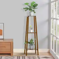 Latitude Run® Bamboo Tall Plant Stand 3-Tier Pot Holder Small Space Flower Shelf Rack Indoor/Outdoor Corner Plant Shelf