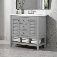 Winston Porter Laurelyn 35.98'' Free Standing Single Bathroom Vanity with Ceramic Top