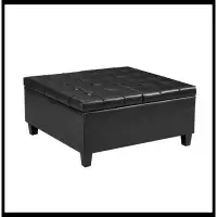 Latitude Run® Large Square Faux Leather Storage Ottoman | Coffee table for Living Room & Bedroom