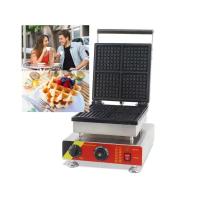 Used 110V Commercial Nonstick Four Pieces Waffle Maker Machine (022252)