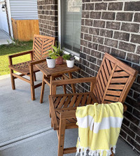 Outdoor Wood Chair Set Patio Furniture Backyard Garden Deck Balcony