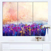 Design Art 'Abstract Flower Watercolor Painting' 3 Piece Graphic Art on Wrapped Canvas Set