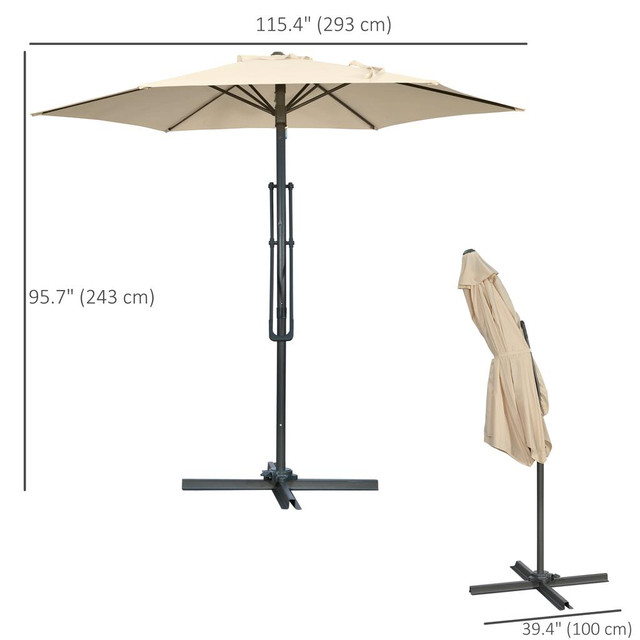 Cantilever Patio Umbrella 115.4" x 95.7"  Cream White in Patio & Garden Furniture - Image 3