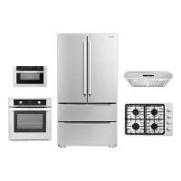 Cosmo 5 Piece Kitchen Package With 36" Gas Cooktop 30" Under Cabinet Range Hood 24" Single Electric Wall Oven 24" Built-