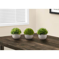 Primrue Artificial Plant, 5" Tall, Grass, Indoor, Table, Greenery, Potted, Set Of 3, Green Plants