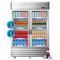 Aplancee Display Merchandiser Refrigerator Glass Door Stainless Steel-48"W